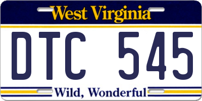 WV license plate DTC545
