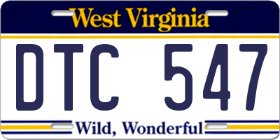 WV license plate DTC547