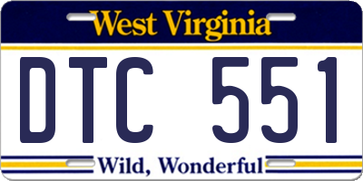 WV license plate DTC551