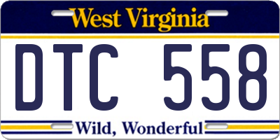 WV license plate DTC558