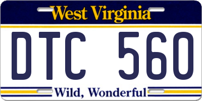 WV license plate DTC560