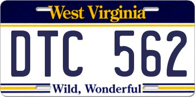WV license plate DTC562