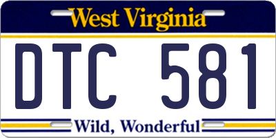 WV license plate DTC581