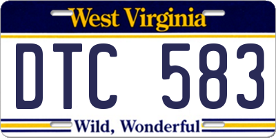 WV license plate DTC583