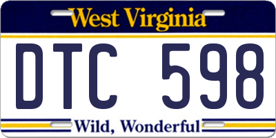 WV license plate DTC598