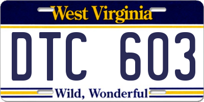 WV license plate DTC603