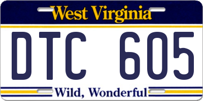 WV license plate DTC605