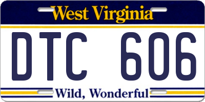 WV license plate DTC606