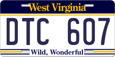 WV license plate DTC607