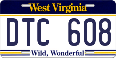 WV license plate DTC608