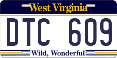 WV license plate DTC609