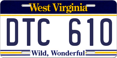 WV license plate DTC610