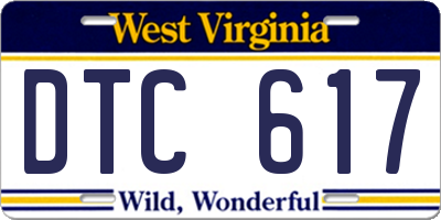 WV license plate DTC617