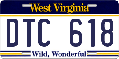 WV license plate DTC618