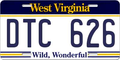 WV license plate DTC626