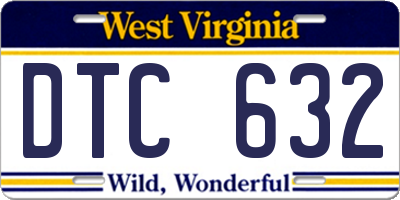 WV license plate DTC632