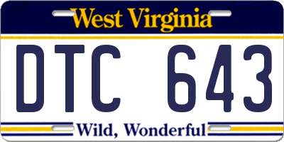 WV license plate DTC643