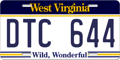 WV license plate DTC644