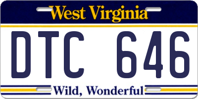 WV license plate DTC646