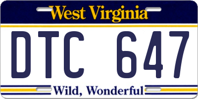 WV license plate DTC647