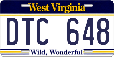 WV license plate DTC648