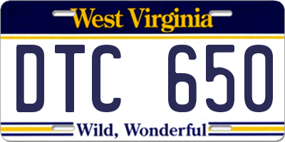 WV license plate DTC650