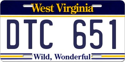 WV license plate DTC651