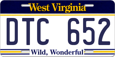 WV license plate DTC652