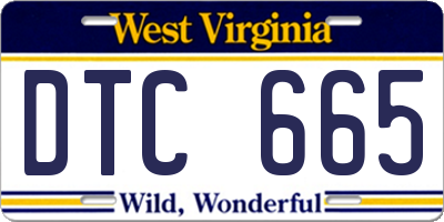 WV license plate DTC665