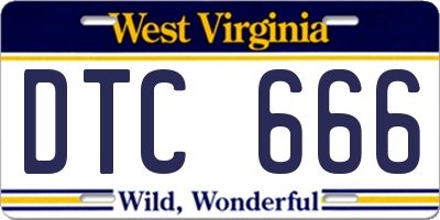 WV license plate DTC666