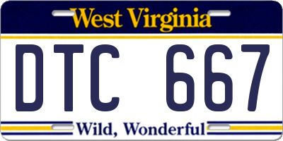 WV license plate DTC667