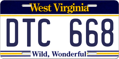 WV license plate DTC668