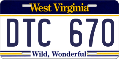 WV license plate DTC670