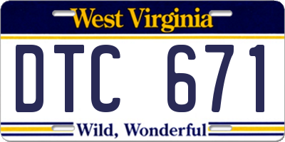 WV license plate DTC671