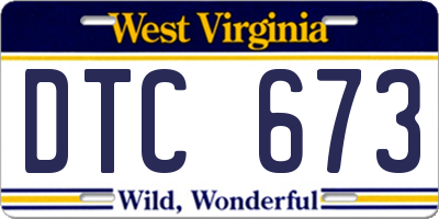 WV license plate DTC673