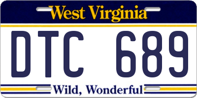 WV license plate DTC689