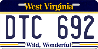 WV license plate DTC692