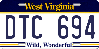 WV license plate DTC694