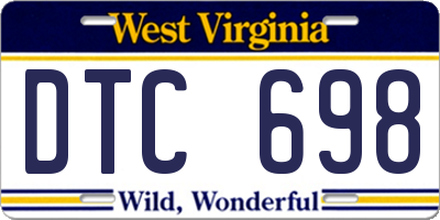 WV license plate DTC698