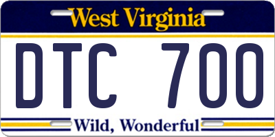 WV license plate DTC700