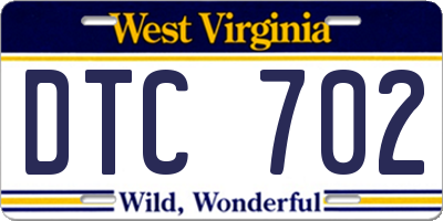 WV license plate DTC702