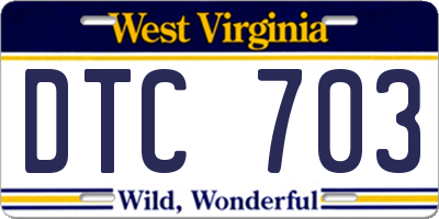 WV license plate DTC703