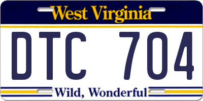 WV license plate DTC704