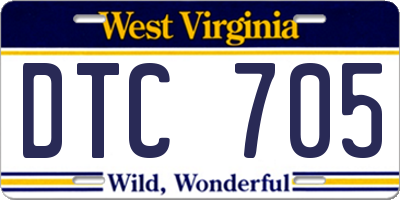 WV license plate DTC705