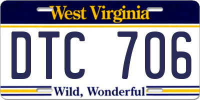 WV license plate DTC706