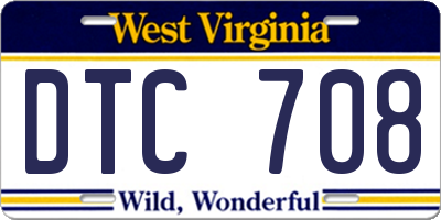 WV license plate DTC708