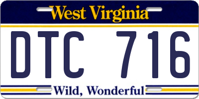 WV license plate DTC716