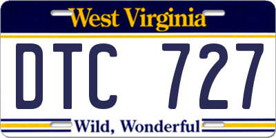 WV license plate DTC727