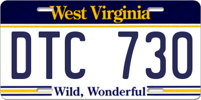 WV license plate DTC730