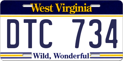 WV license plate DTC734